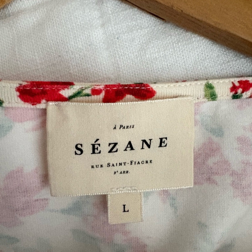 Sézane Pippa short dress - Red Floral on Cream - Picture 3 of 4